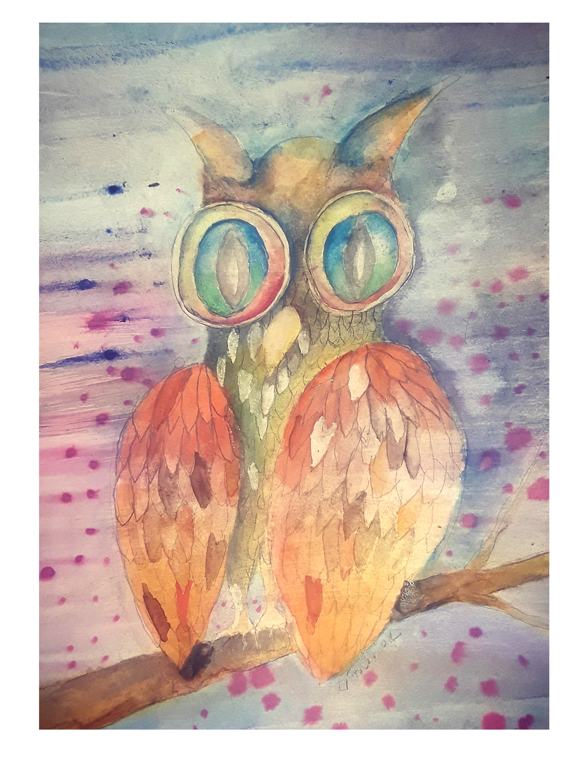 Watercolor painting of Owl - Created in 2020