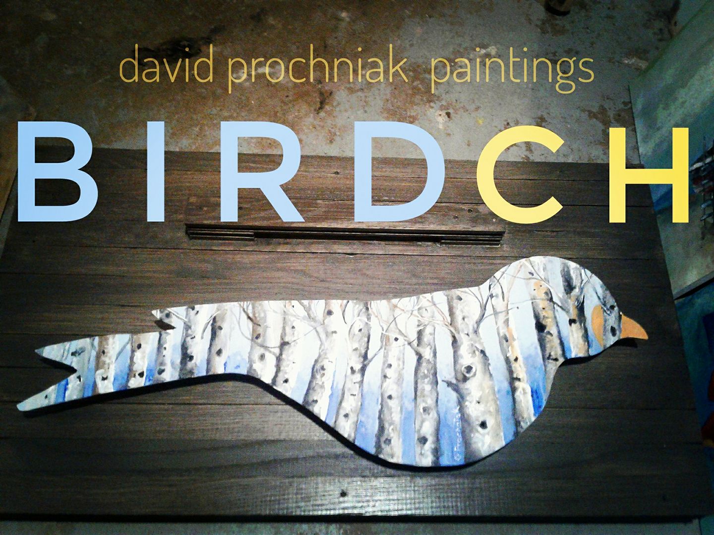 Birdch - Whimsical bird cutout painted with birch trees