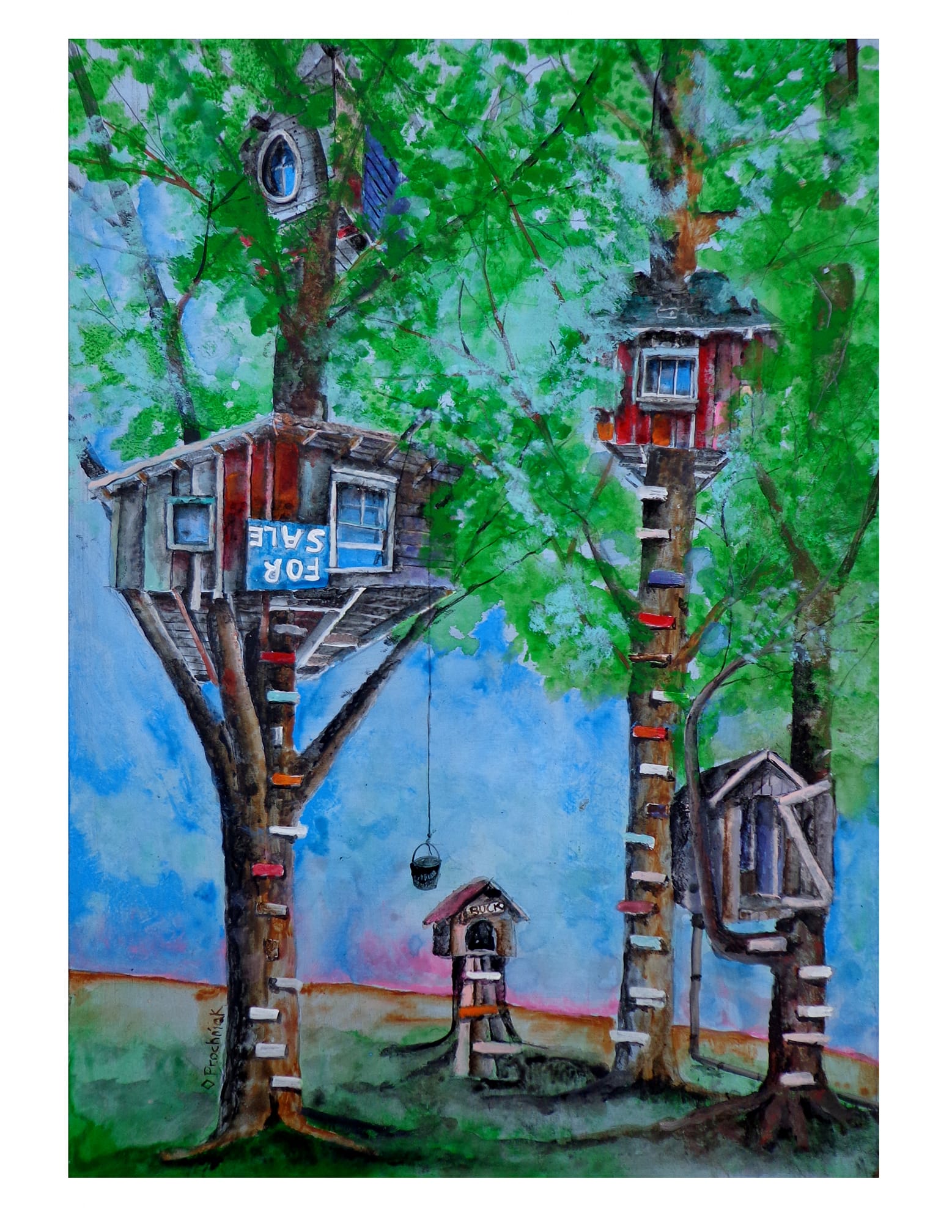 Whimsical Treehouse Painting